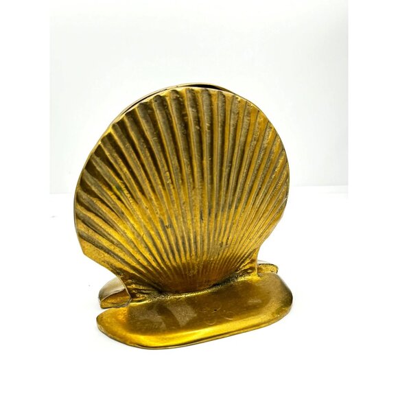 Vintage Solid Brass Shell Bookends Initial "H" - Picture 2 of 14
